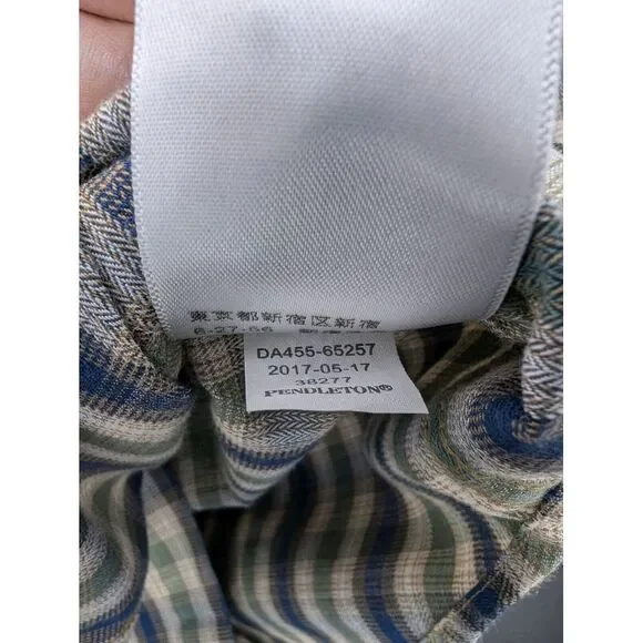 Pendleton Frontier Long Sleeve Snap Button Shirt Men's Small Blue/ Green - Picture 9 of 15